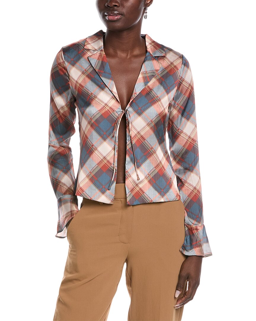 Sadie & Sage Sage The Label Almost Famous Tie Front Blouse In Gray