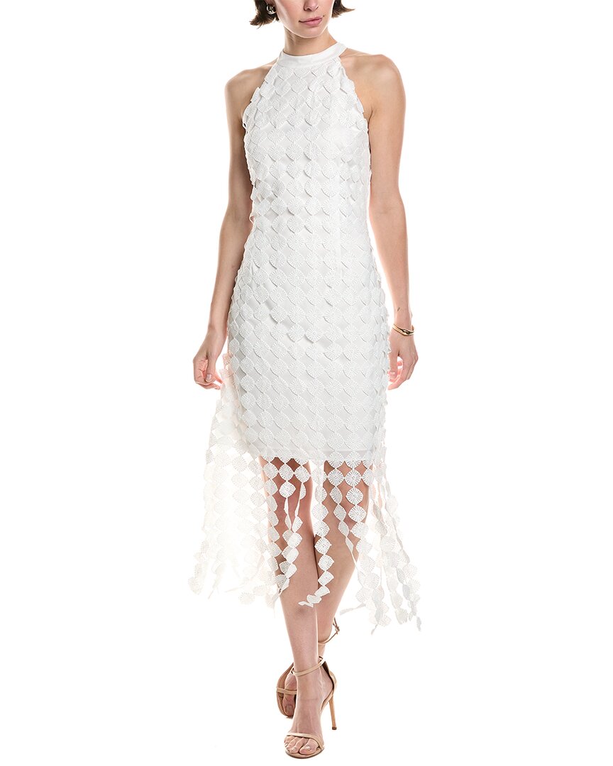 Anne Klein Fringe Mesh Lace Midi Dress