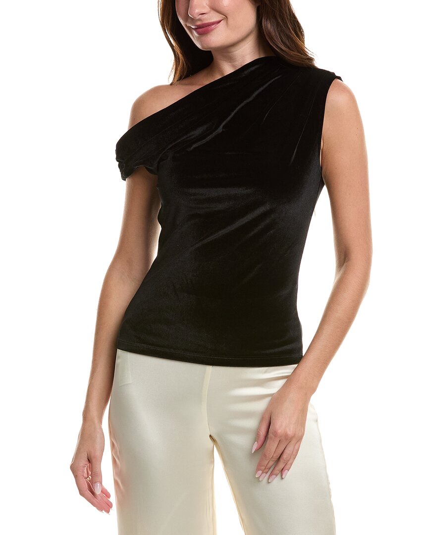 Reiss Millie Velvet Off Shoulder Top In Black