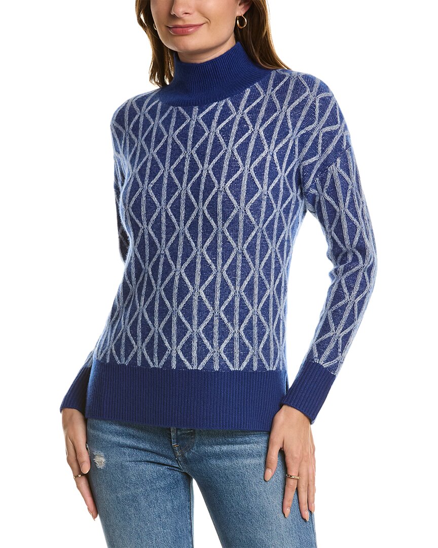 Shop Kier + J Novelty Cashmere Turtleneck Sweater In Blue