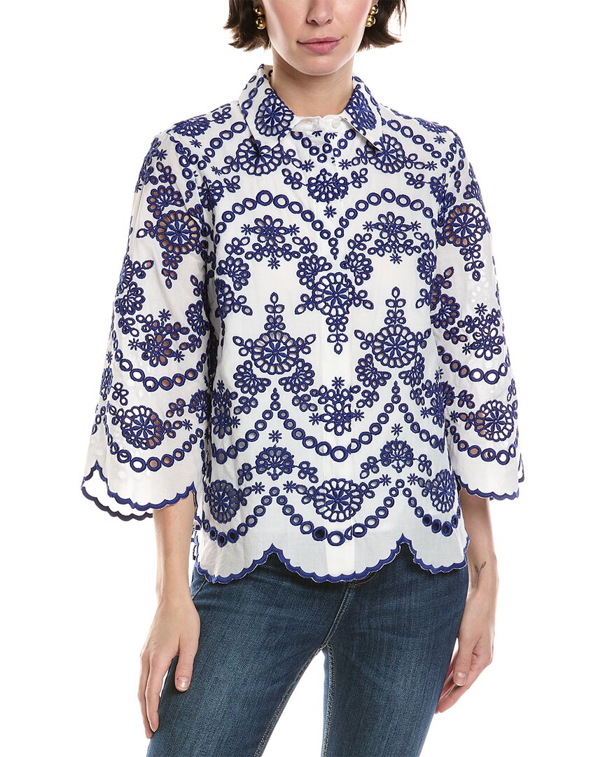 Anne Klein Embroidered Eyelet Top