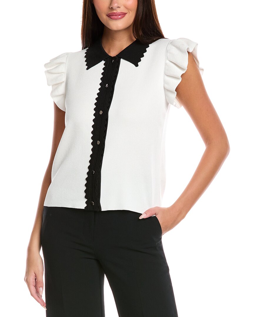 T Tahari Button-down Cardigan In White
