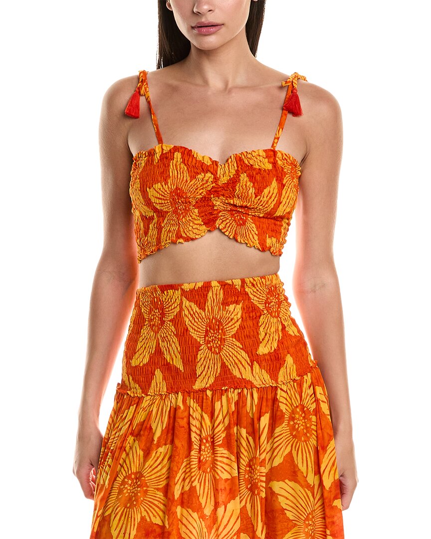 Tiare Hawaii Women's Havana Smocked Crop Top In Orange