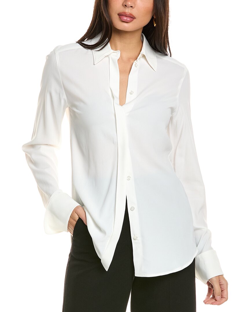 Sportmax Gemona Crêpe Long-sleeved Shirt In White