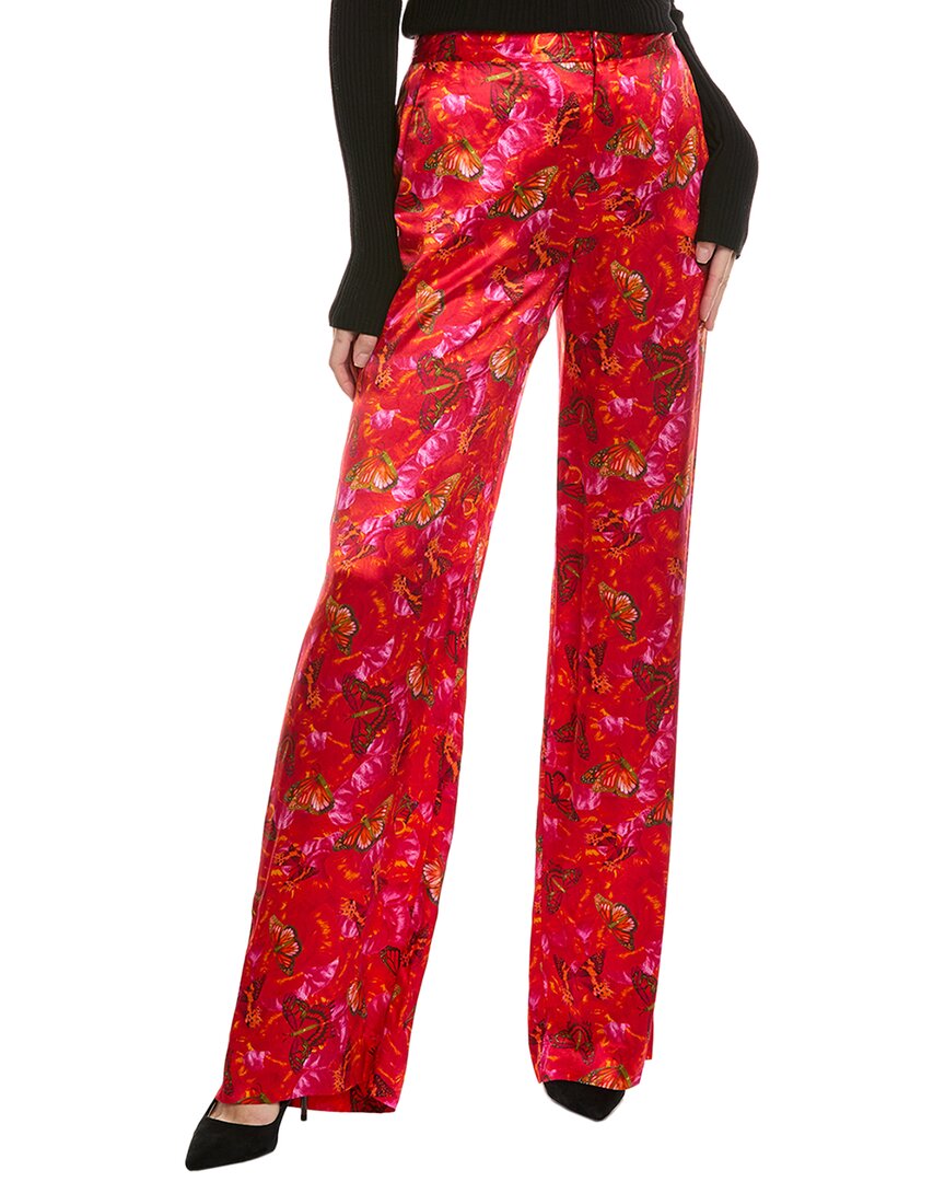 L Agence L'agence Livvy Straight Leg Silk Trouser In Red