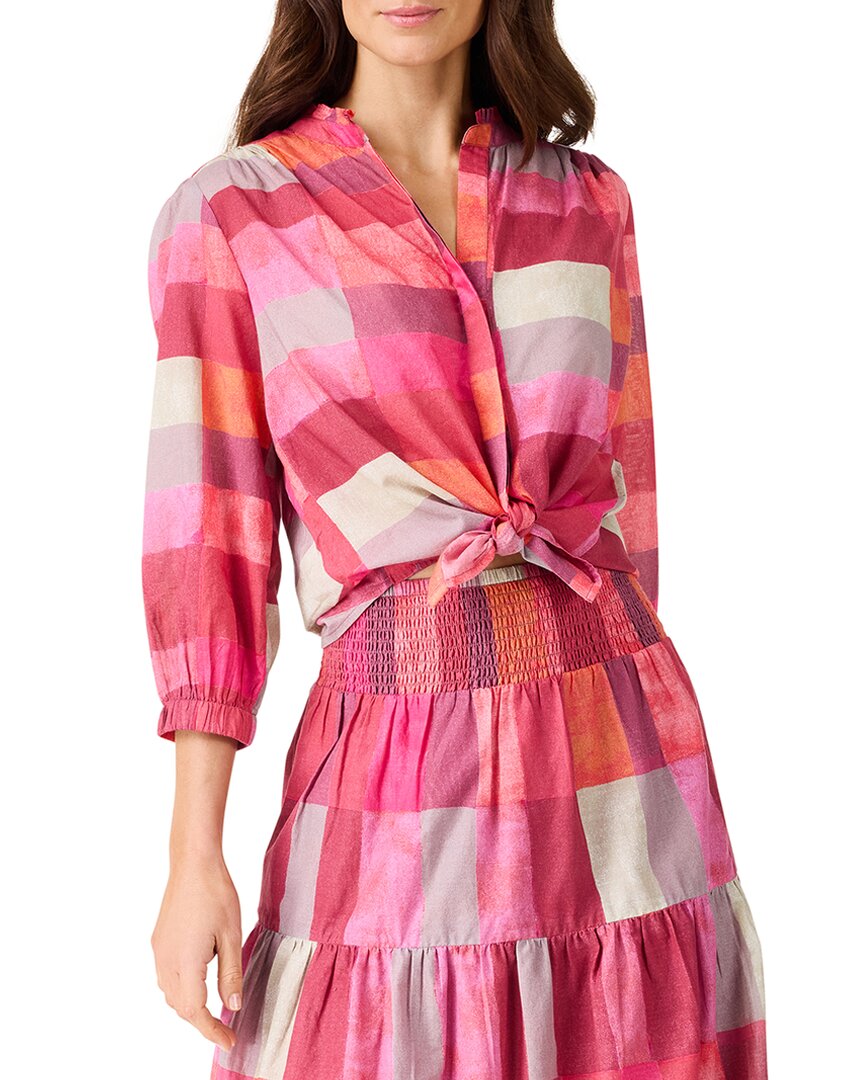Nic + Zoe Nic+zoe Sunset Plaid Girlfriend Cotton Button-up Shirt In Pink