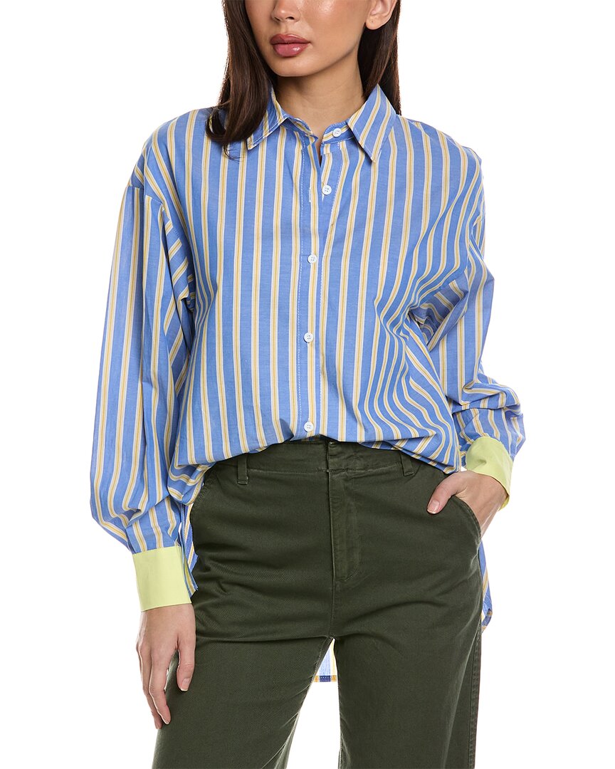 Shop Madison Miles Stripe Shirt In Blue
