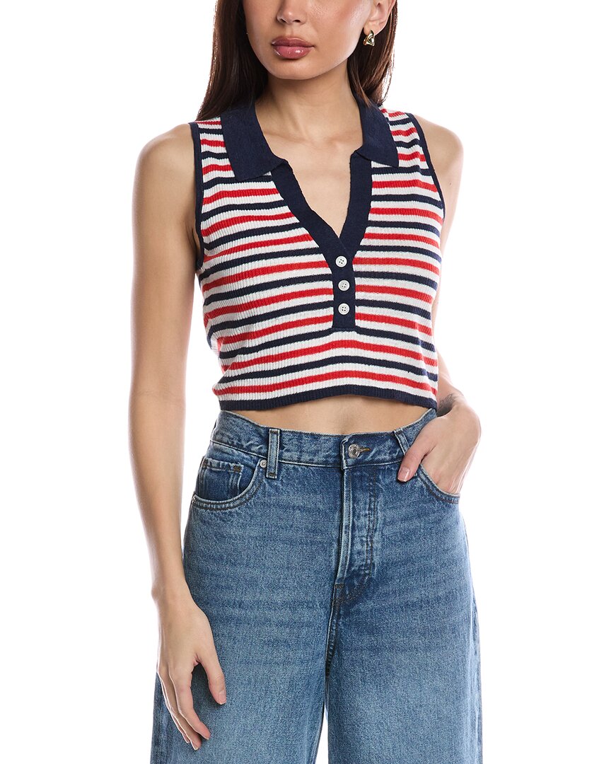 Onia Rib Linen-blend Polo Tank In White