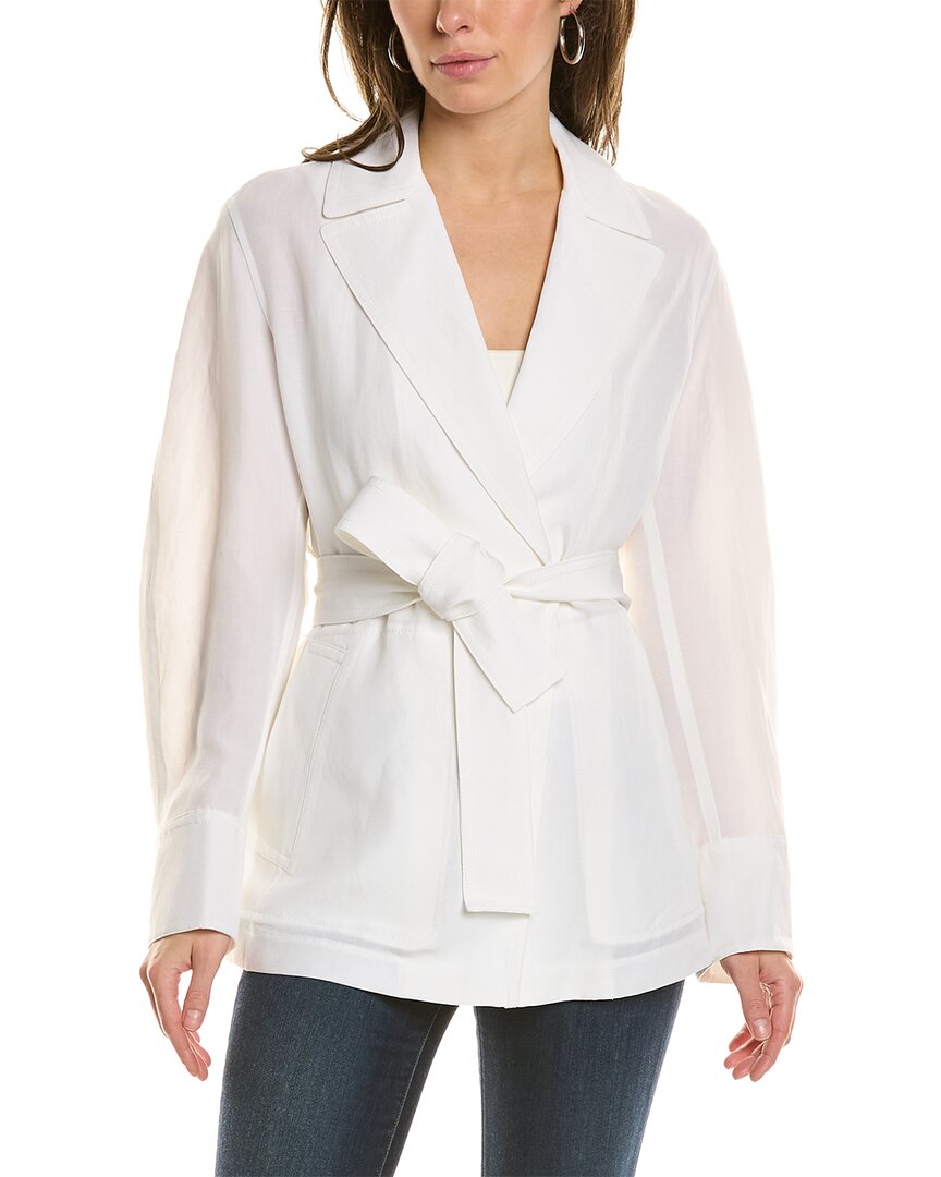 Shop Vince Safari Linen-blend Jacket In White