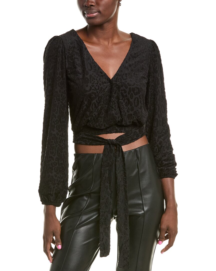 Sadie & Sage Lana Open Surplice Crop Top In Black