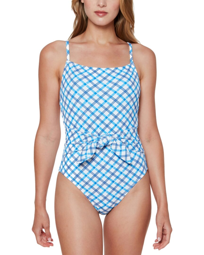 Jessica Simpson Afternoon Tea Checked Tie Waist One Piece Swimsuit Womens Swimsuit In Nocolor 6942