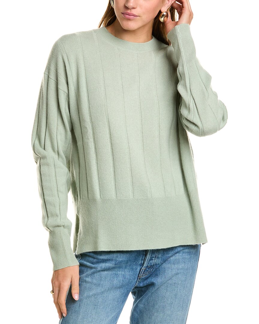 Sophie Rue Crewneck Ribbed Wool & Cashmere-blend Sweater In Green