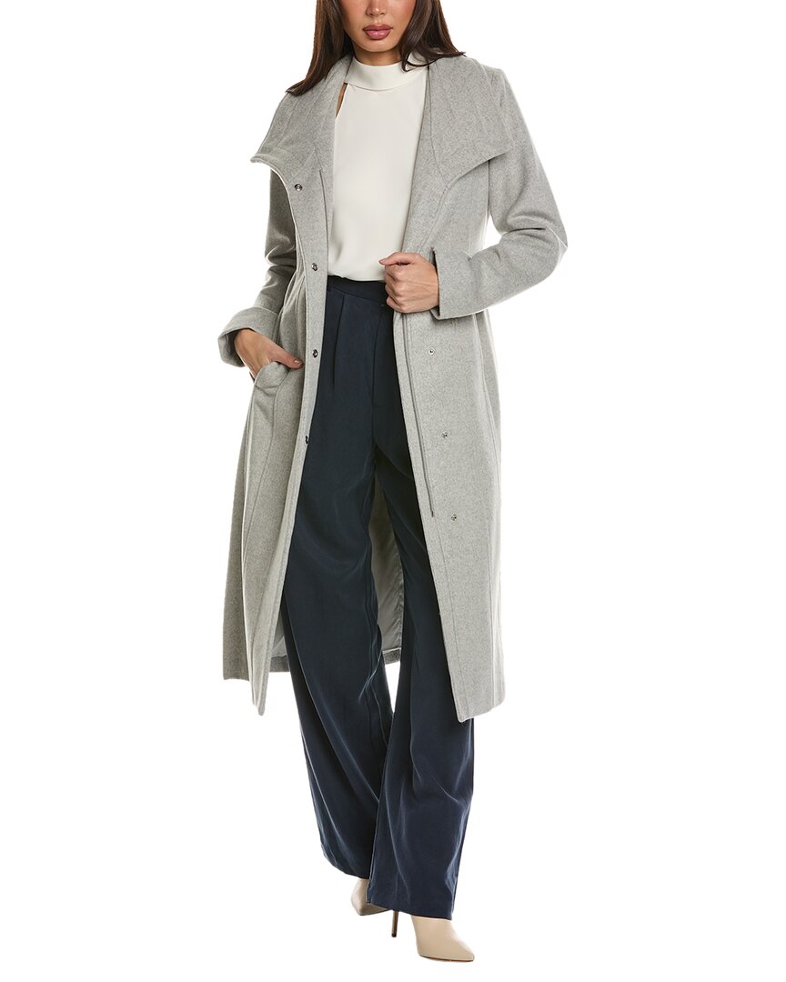 Shop Cole Haan Wool-blend Coat In Grey