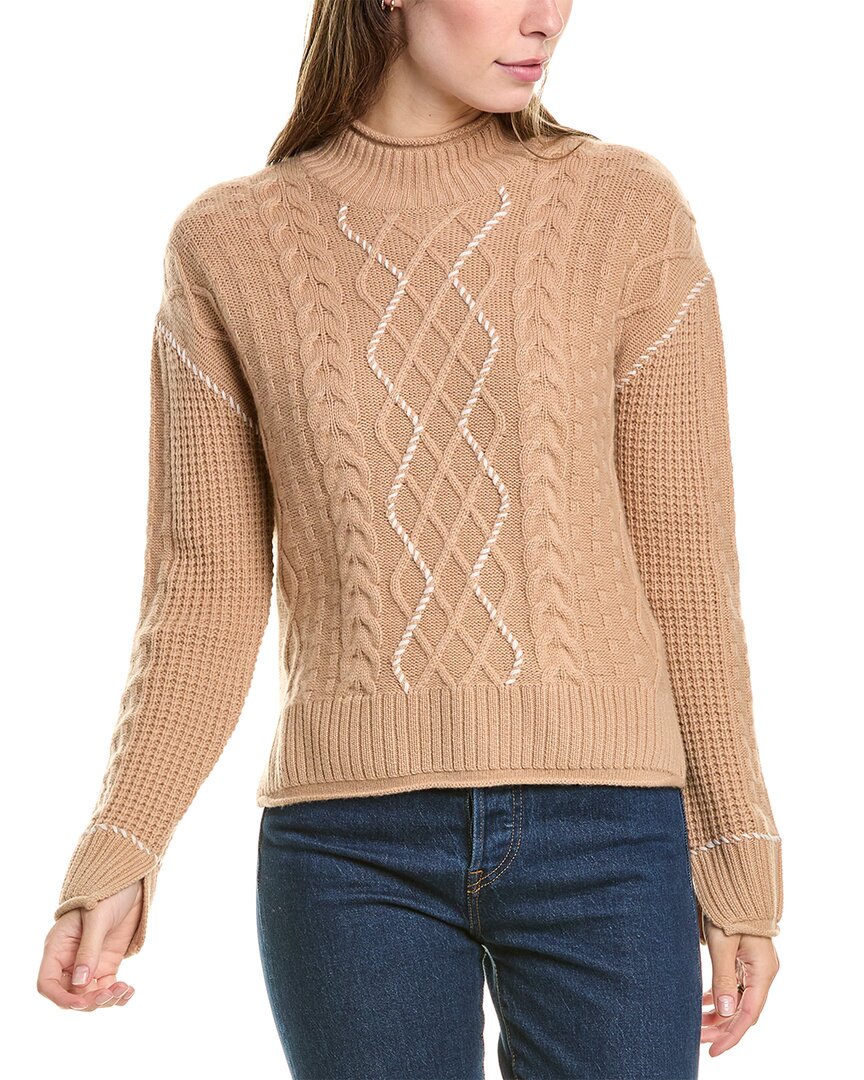 Hannah Rose Whipstitch Cable Wool & Cashmere-blend Pullover In Brown