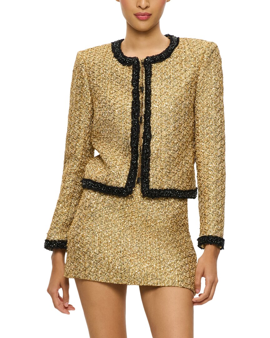 Alice And Olivia Landon Cropped Boxy Jacket With Embellished Trim