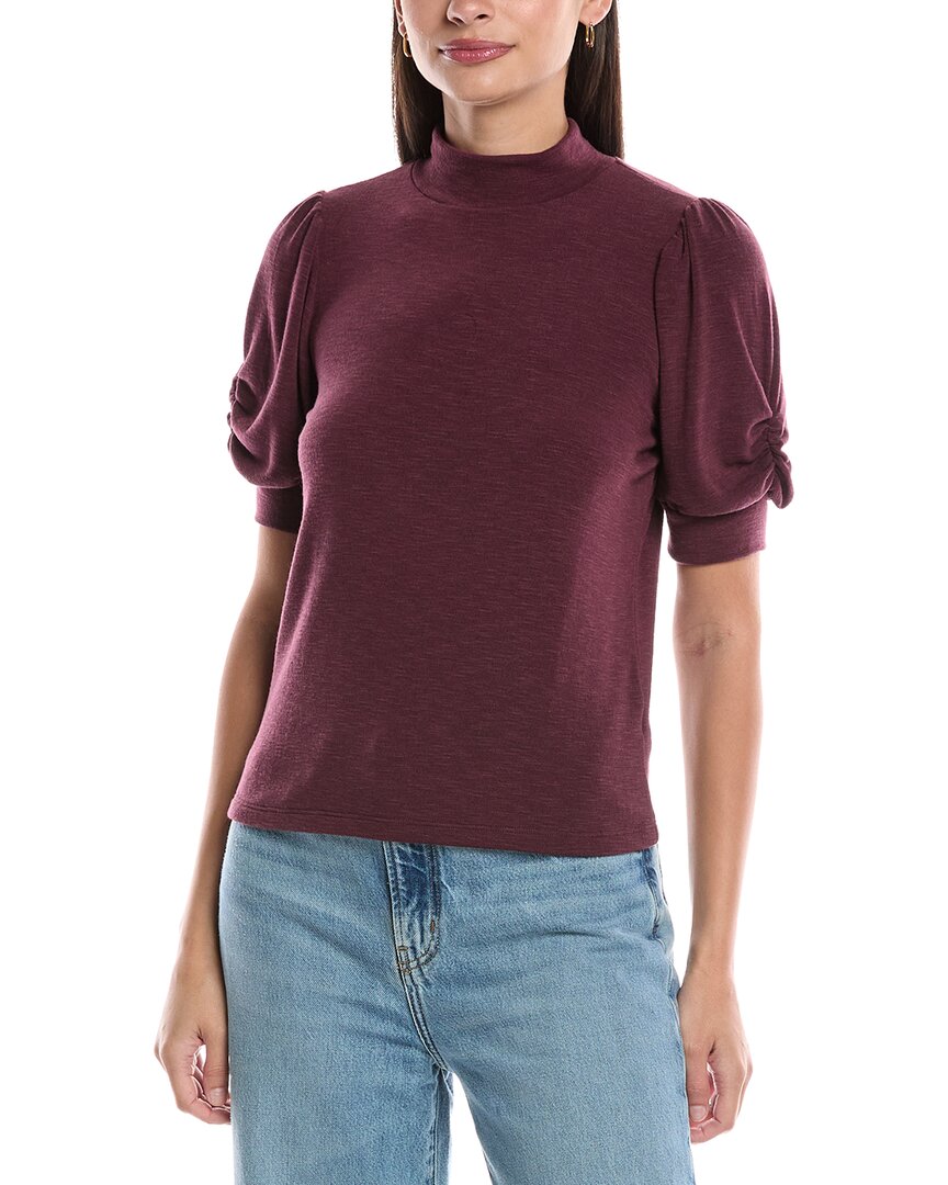 Michael Stars Mallory Gathered Sleeve Top In Purple