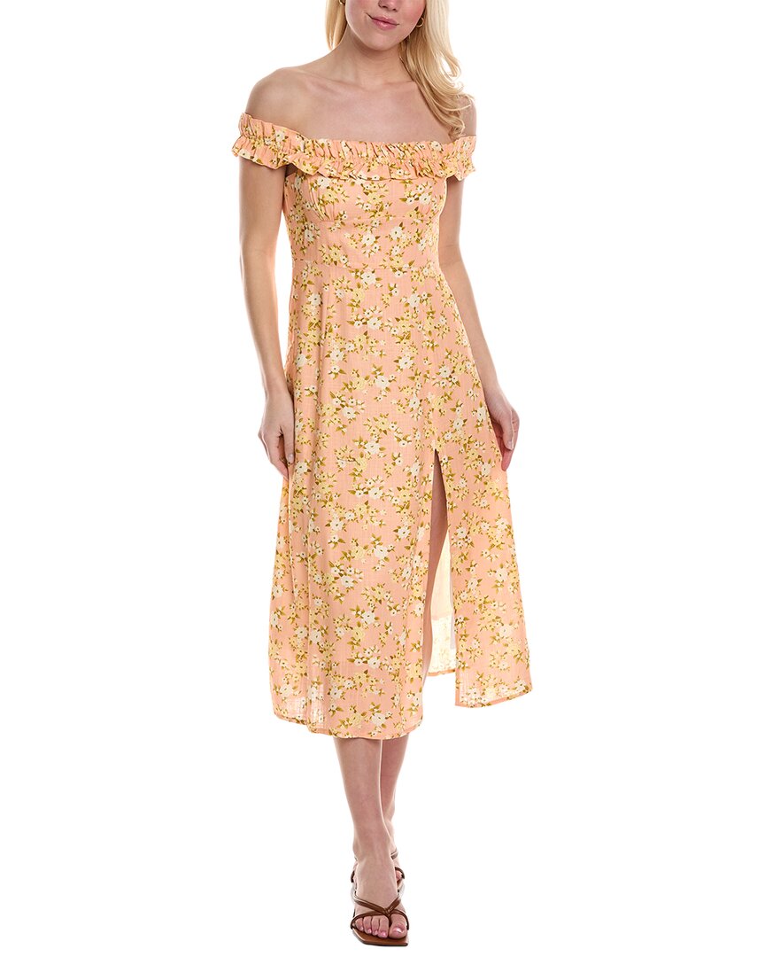 Shop Reveriee Linen-blend A-line Dress In Pink