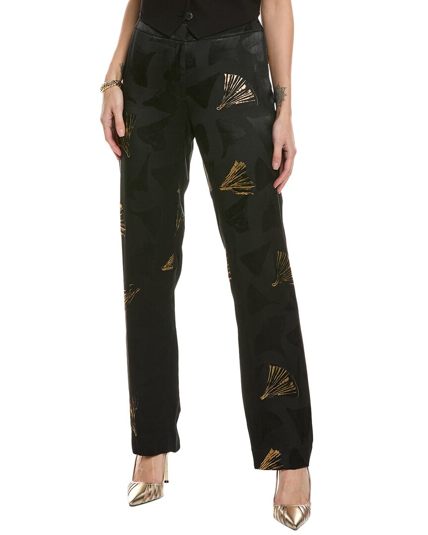 Lafayette 148 Metallic Leafed Pages Jacquard Barrow Pant In Black