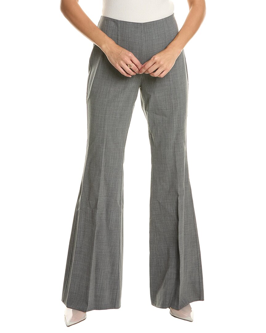 Michael Kors Collection Stretch Melange Crepe Zip Wool-blend Flare Pant In Gray