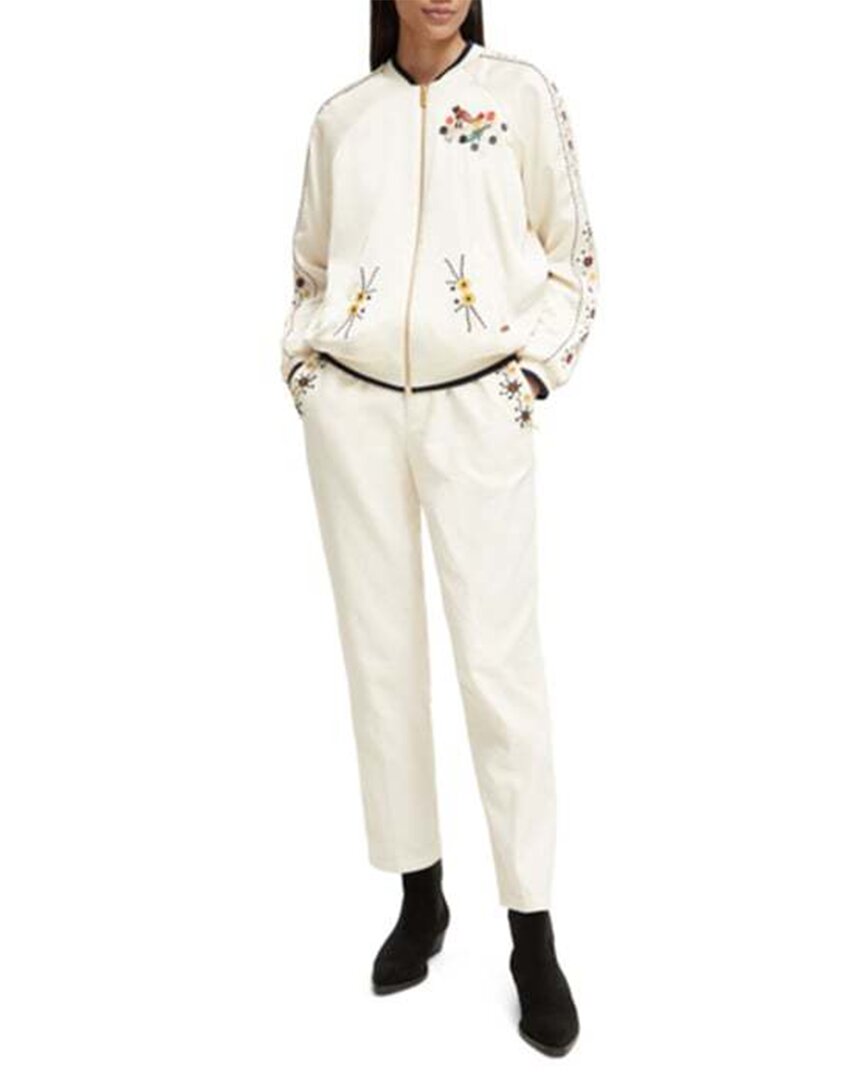 Shop Scotch & Soda Reversible Embroidered Bomber Jacket In White
