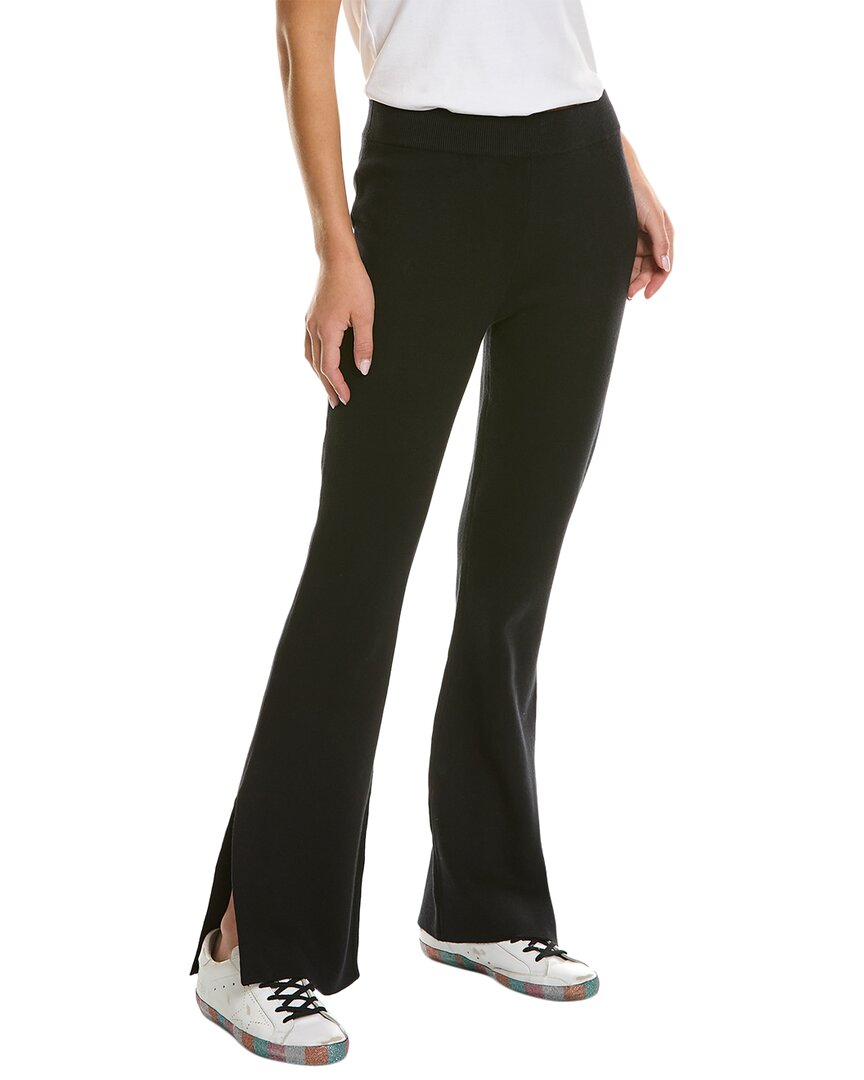 Monrow Supersoft Sweater Knit Flare Pants In Black