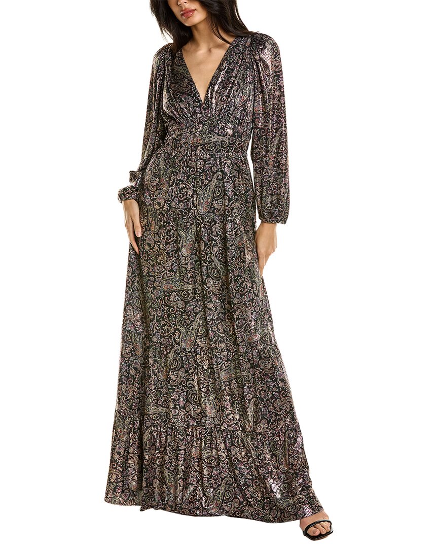 BA&SH Glady tiered metallic paisley-print jersey maxi dress