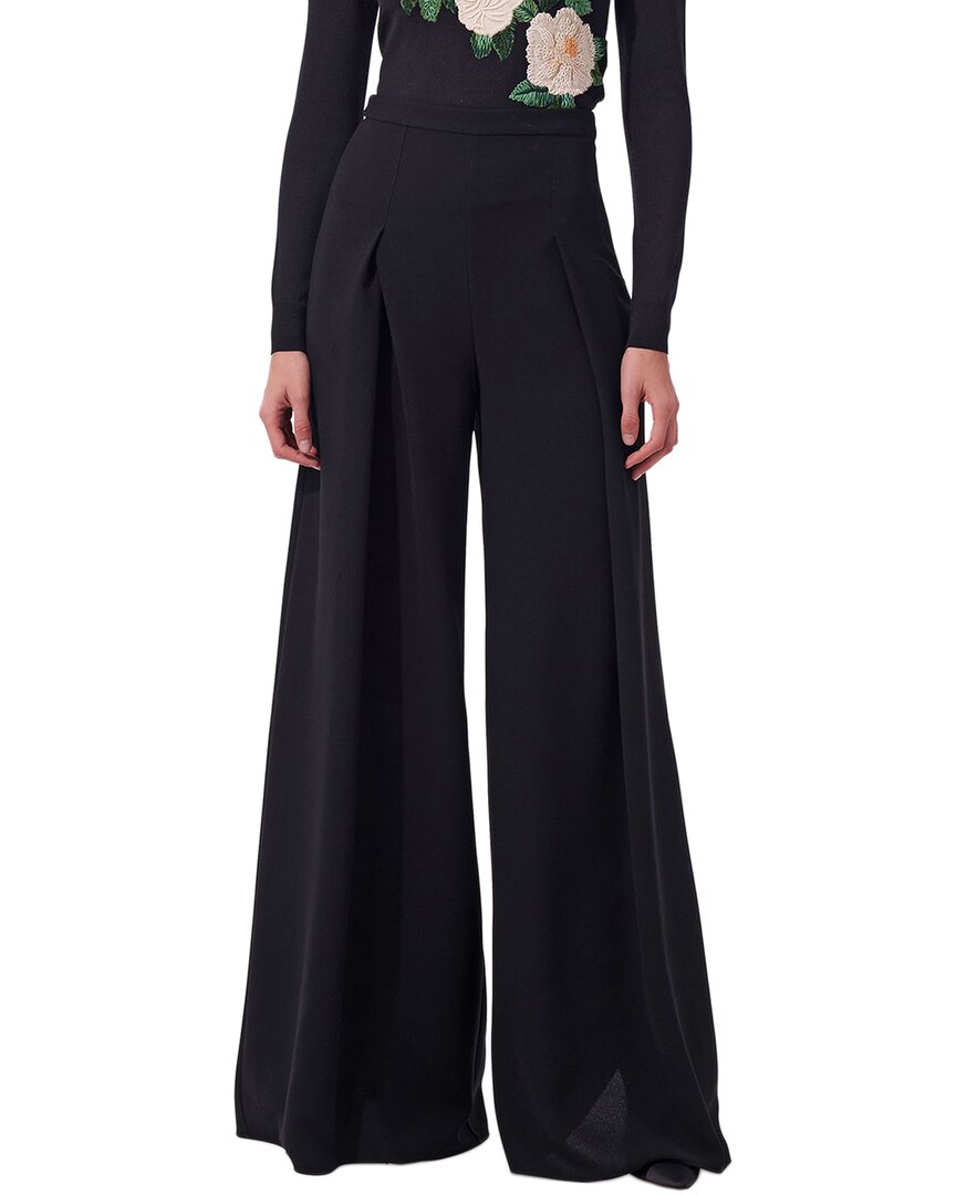Carolina Herrera High-waist Wide Leg Wool-blend Pant In Black