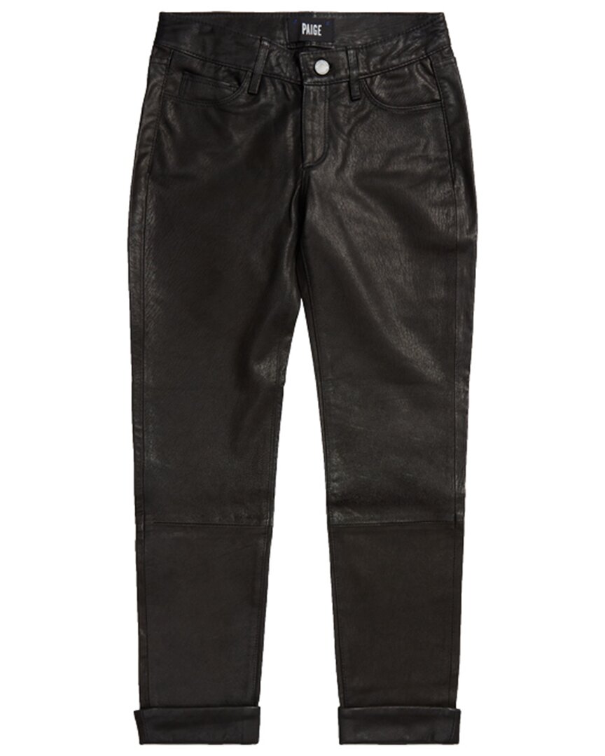 Shop Paige Jimmy Jimmy Leather Crop Jean In Black
