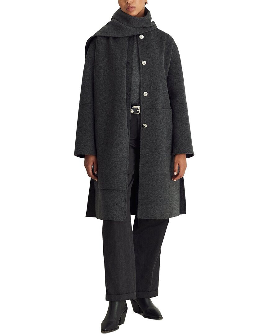 Dawn Levy Claude Double Face Scarf Coat In Black
