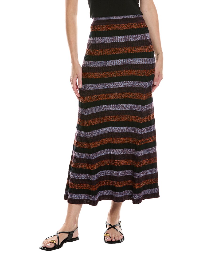 Ganni Rib-merino Striped Maxi Skirt In Black