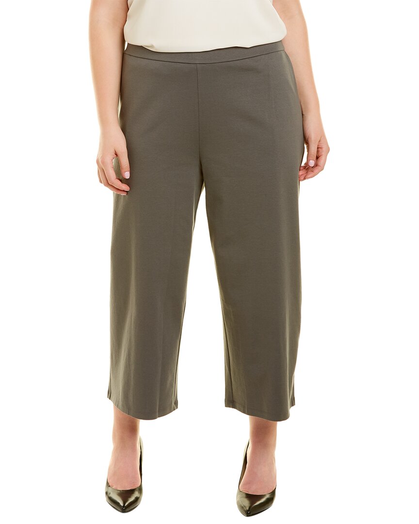 Eileen Fisher Cropped Wide-leg Jersey-knit Pant In Slate