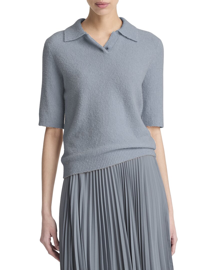 Shop Vince Soft Boucle Silk & Cashmere-blend Polo Shirt