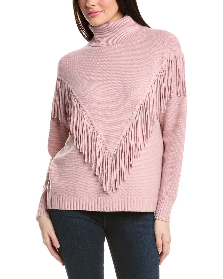 Rain And Rose Rain + Rose Fringe Sweater In Pink