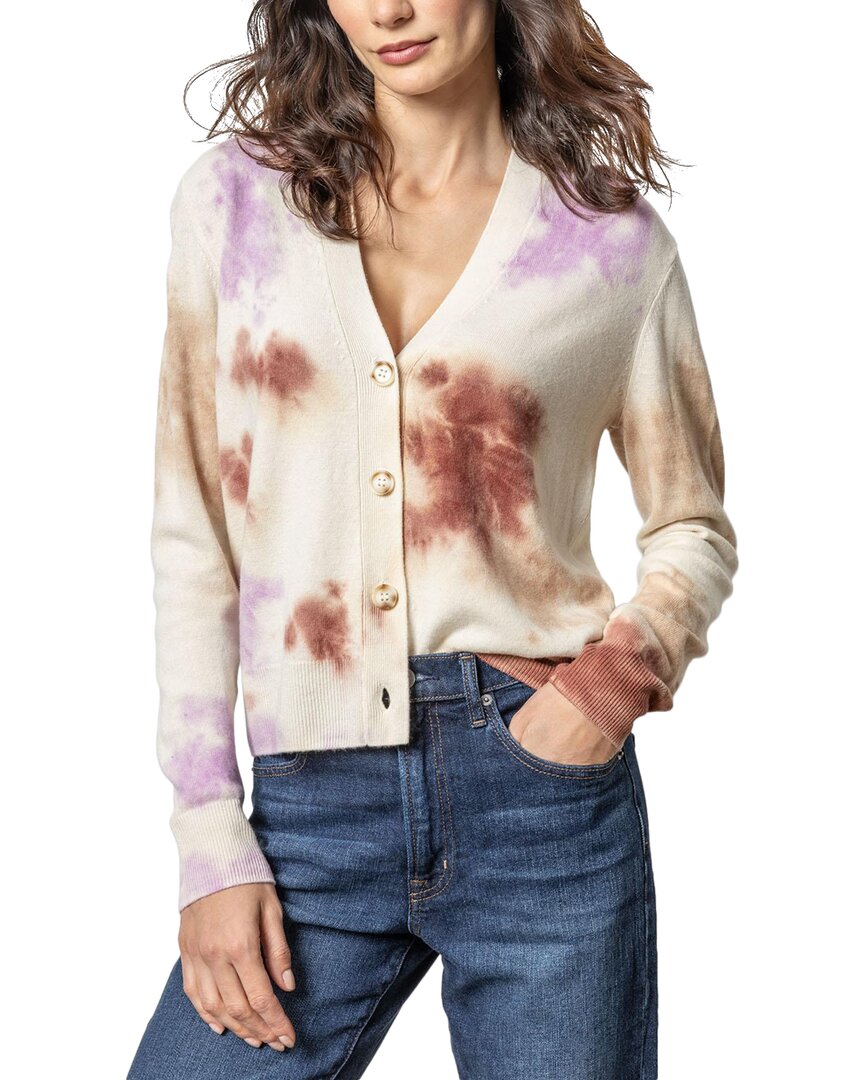 Lilla P Tie Dyed Cardigan Sweater In Clove Multi In Blue