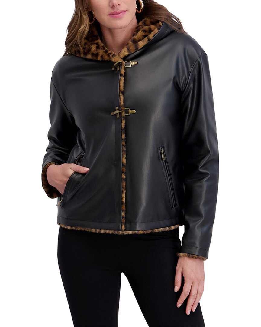 Kensie Faux Leather Jacket In Black