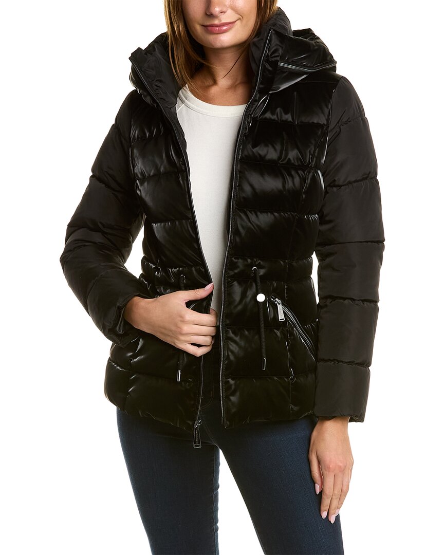 Shop Laundry By Shelli Segal Quilted Drawstring Jacket In Black