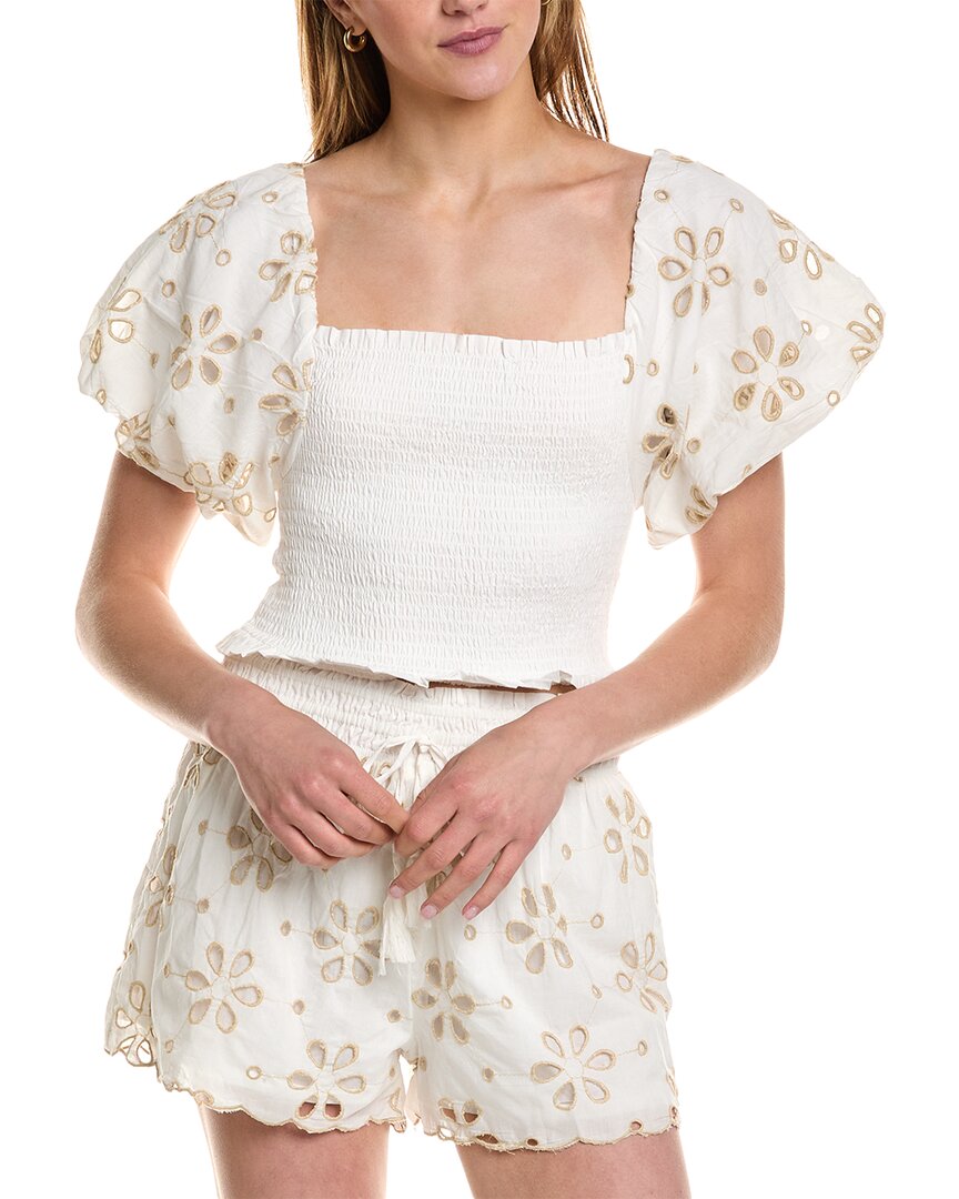 Surf Gypsy Floral Eyelet Top In White