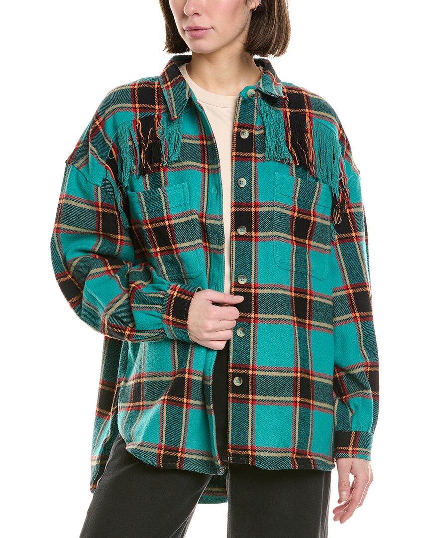 Shop Mother Fringe Detailing Blouse In Green