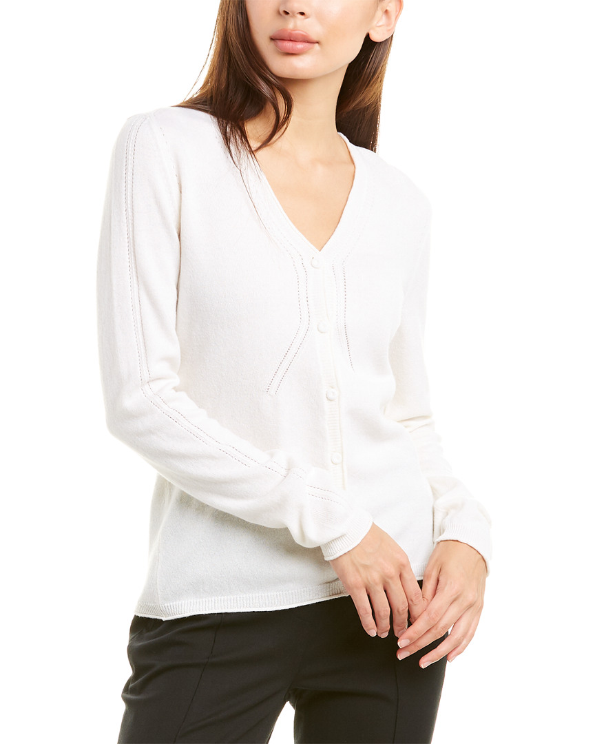 Image of Piazza Sempione Pointelle-Trim Wool & Cashmere-Blend Cardigan