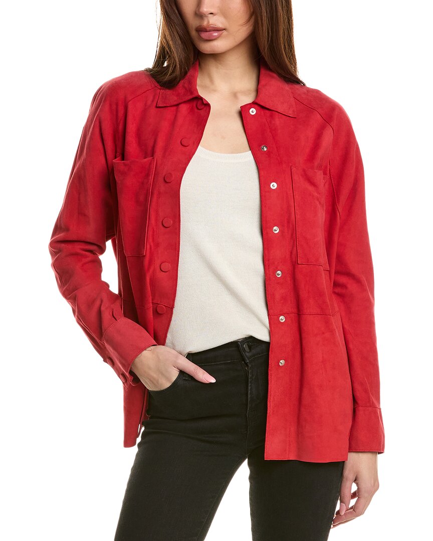 Shop Emporio Armani Suede Shirt In Red