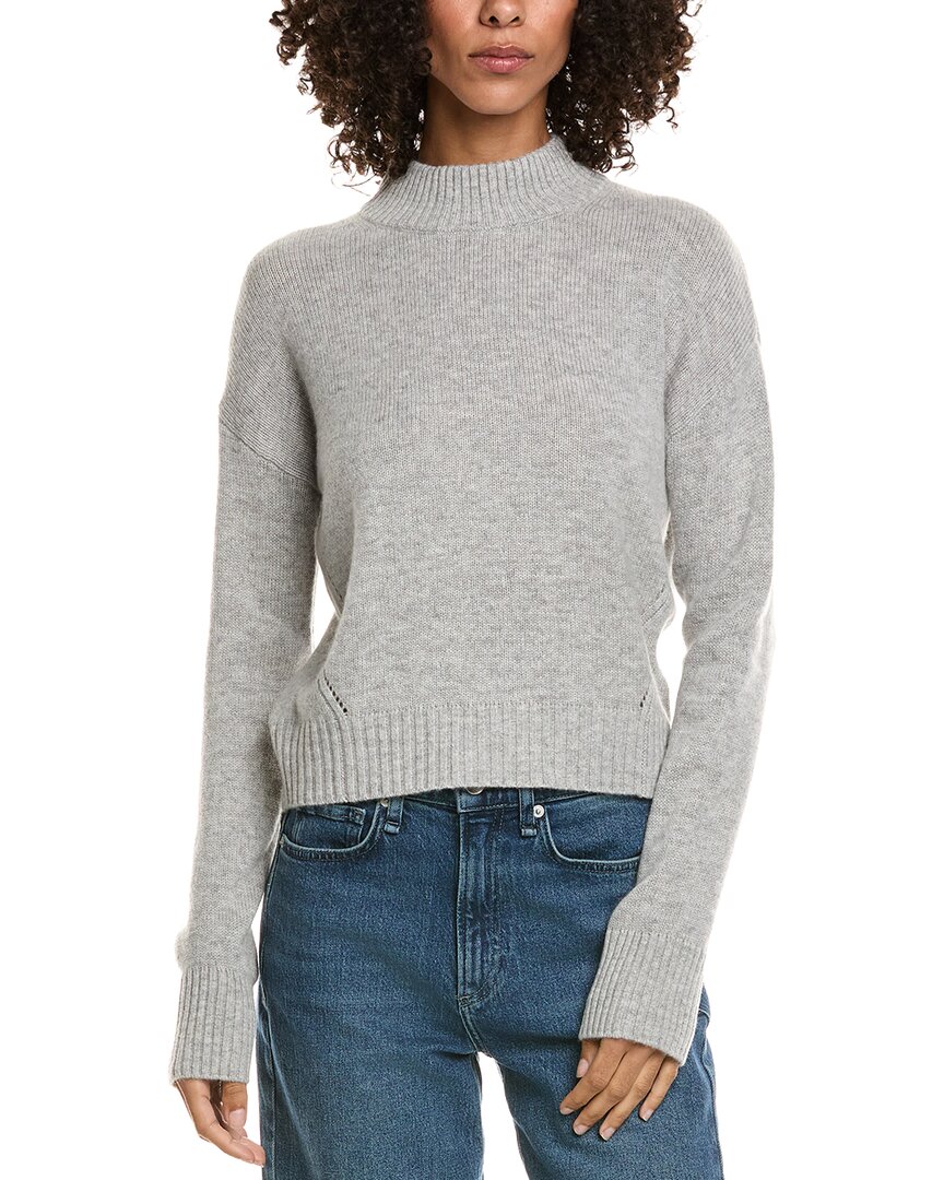 Incashmere Crop Mock Wool & Cashmere-blend Sweater In Gray
