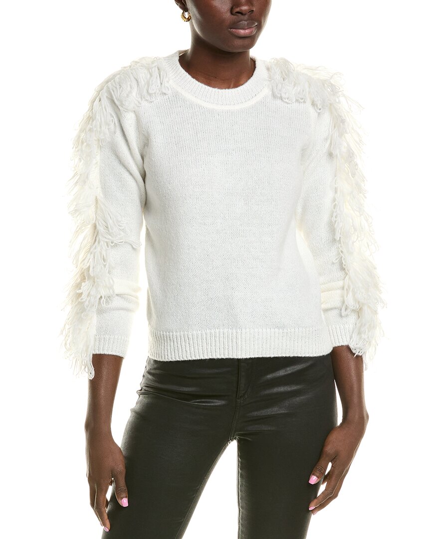 Milly Fringe Sleeve Pullover In White