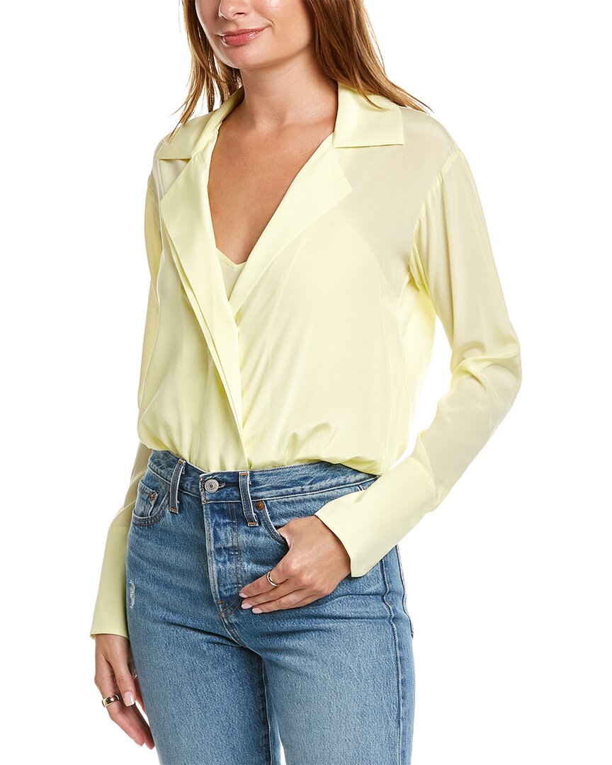 Shop A.l.c . Diana Silk-blend Bodysuit In Yellow