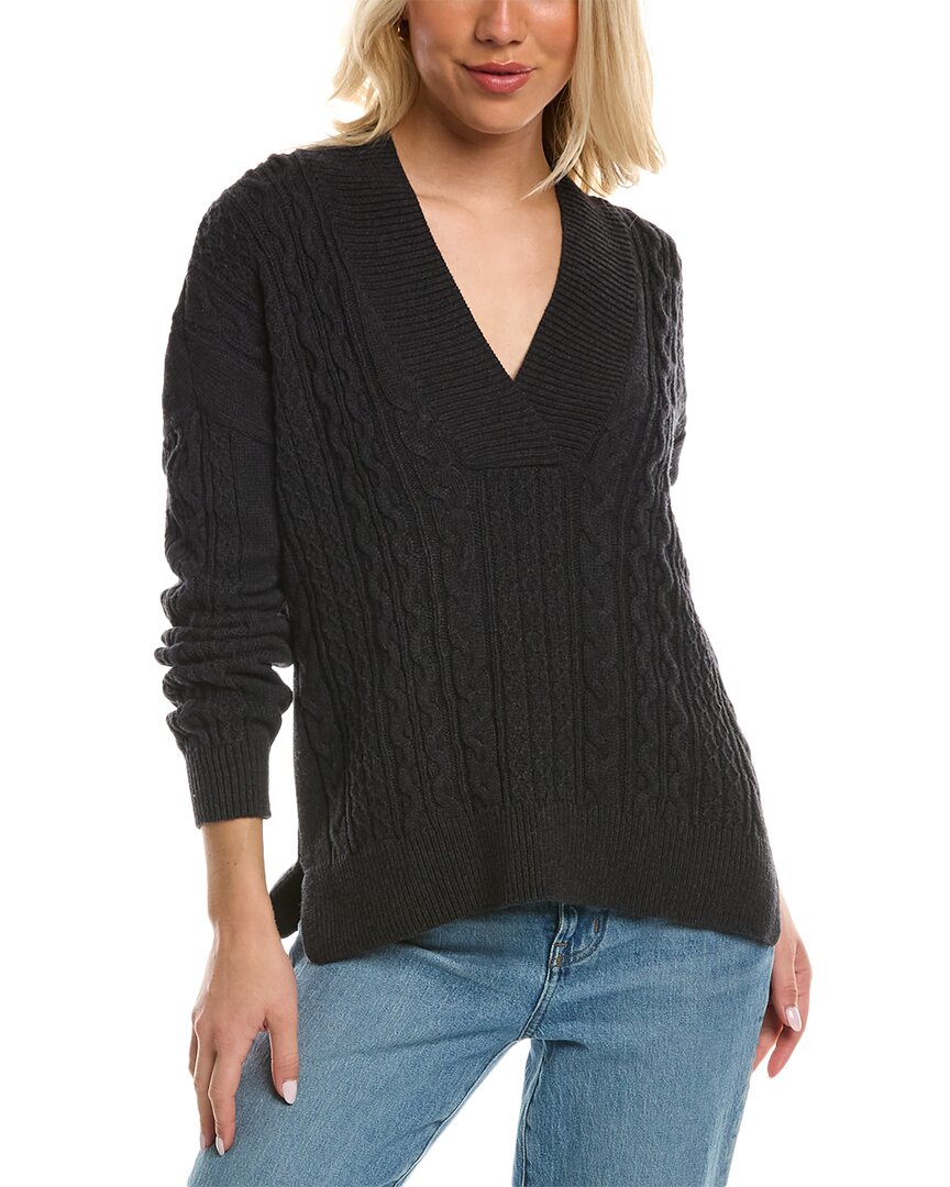 Lilla P Shawl Collar Cashmere-blend Cable Sweater In Nocolor