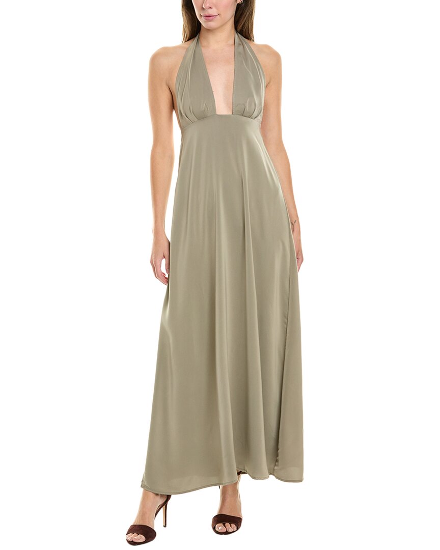 Weworewhat Halter Deep-v Maxi Dress In Brown