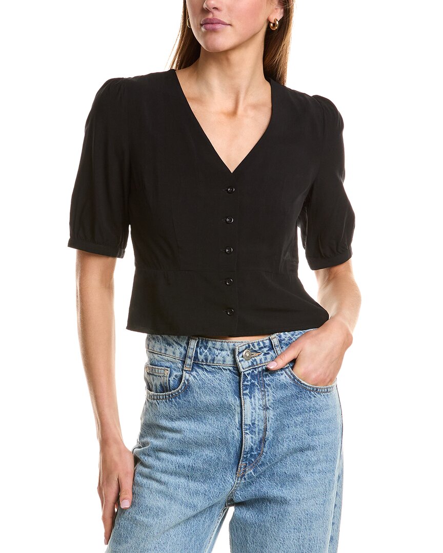 Kule Button Cropped Blouse In Black