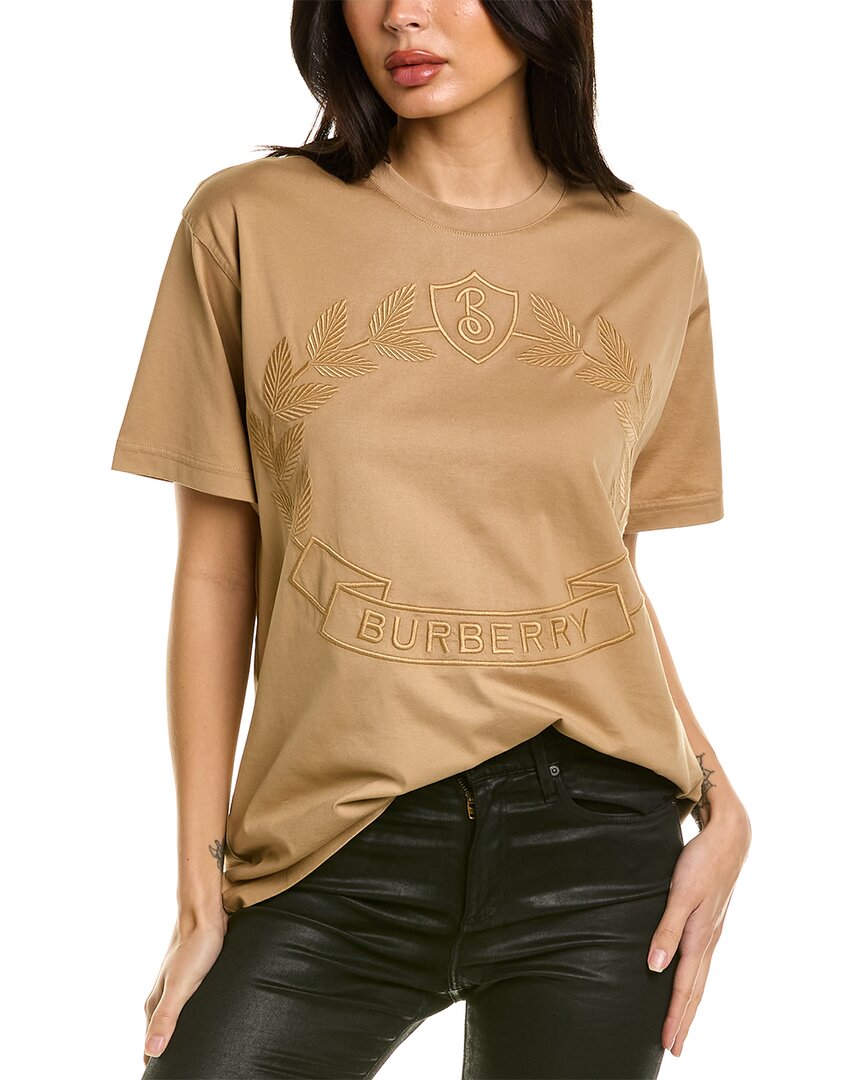 Burberry Embroidered Ekd Oversized T-shirt In Beige