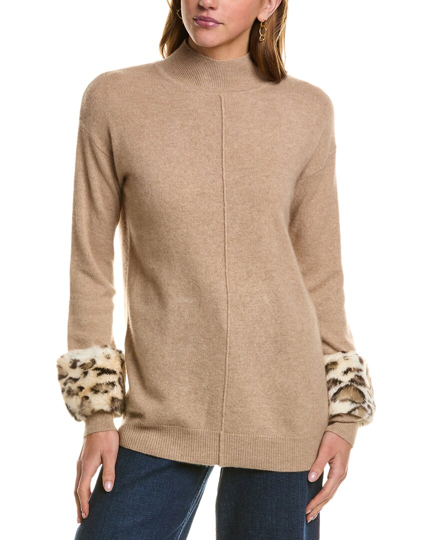 Meir Turtleneck Wool & Cashmere-blend Tunic Sweater In Brown