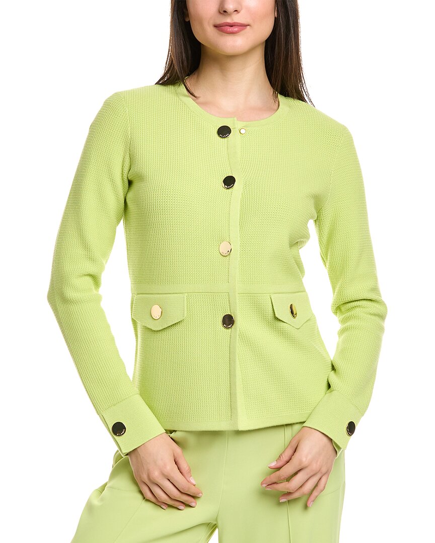 St John St. John Stretch Pique Knit Jacket In Green