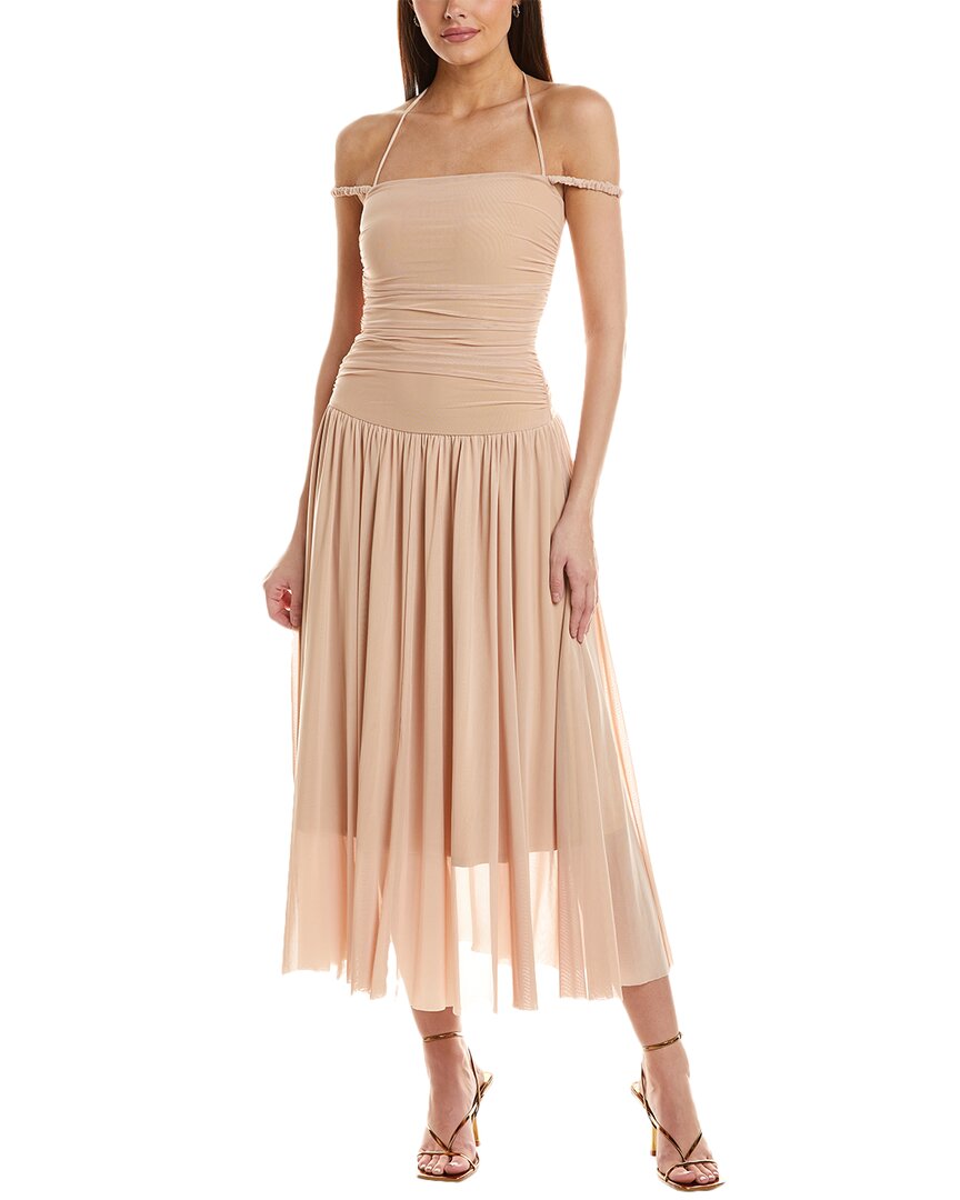 Avantlook Ruched Mesh Midi Dress